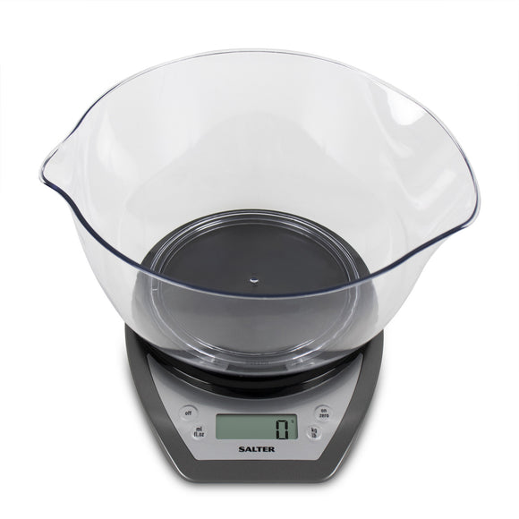 Salter Digital Kitchen Scale with Dual Pour 2L Mixing Bowl, 5kg Capacity
