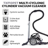 Tower TXP10PET Multi-Cyclonic Cylinder Vacuum Cleaner - TT102000PLPET