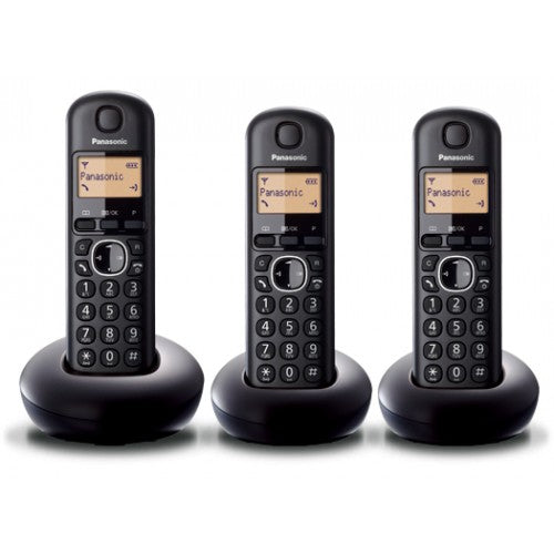 Panasonic - Digital Cordless Phones with 3 Handsets - KX-TGB613 Black