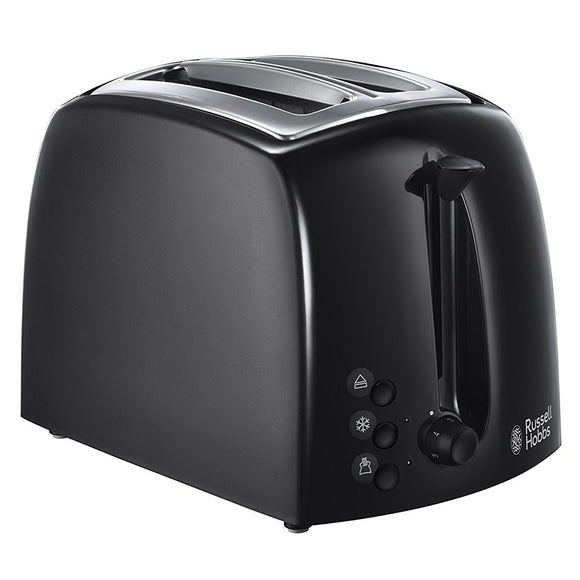 Russell Hobbs Textures Premium Black Plastic 2 Slice Toaster Wide slots