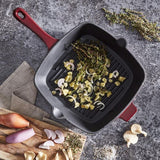 Tower Barbary & Oak 26cm Cast Iron Grill Pan Red