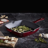 Tower Barbary & Oak 26cm Cast Iron Grill Pan Red