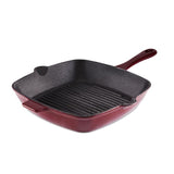 Tower Barbary & Oak 26cm Cast Iron Grill Pan Red