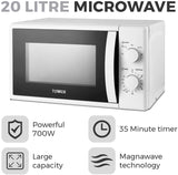 Tower - 20 Litre White 700w Manual Microwave - T24034WHT