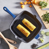 Tower Barbary & Oak 26cm Cast Iron Grill Pan Blue