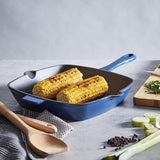 Tower Barbary & Oak 26cm Cast Iron Grill Pan Blue