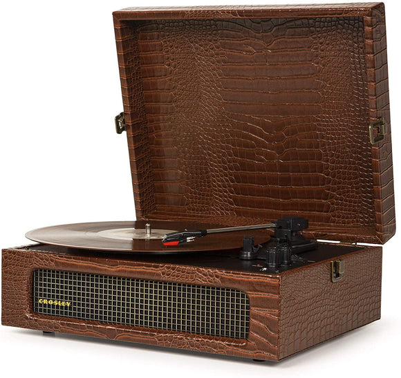 Crosley CR8017A-BR4 Voyager Turntable with Bluetooth Receiver and Built-in Speakers - Brown Croc