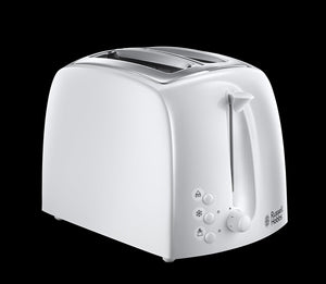 Russell Hobbs Textures Premium White Plastic 2 Slice Toaster Wide slots