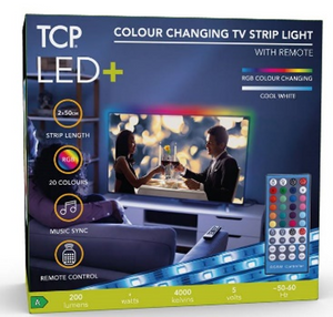 TCP Colour Changing TV Strip Light-With Music Sync & Remote Control