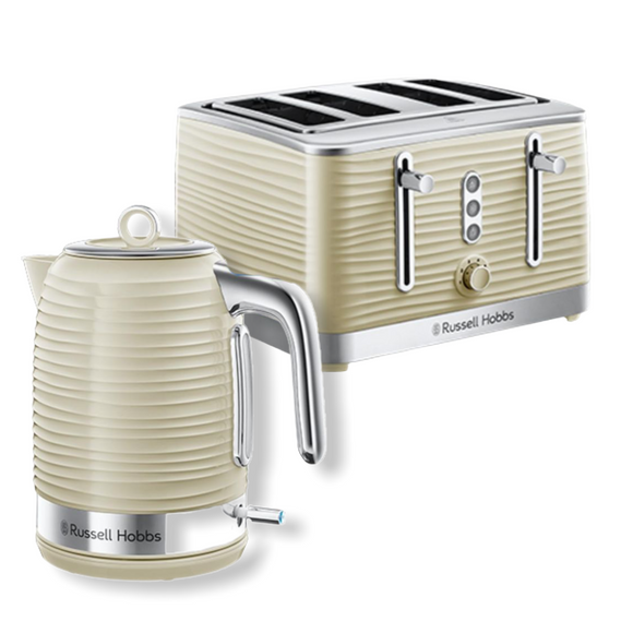 Russell Hobbs Inspire Cream Kettle & 4 slice Toaster Set