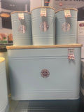 Duck Egg Blue Vintage Storage Canisters with Wooden Lids
